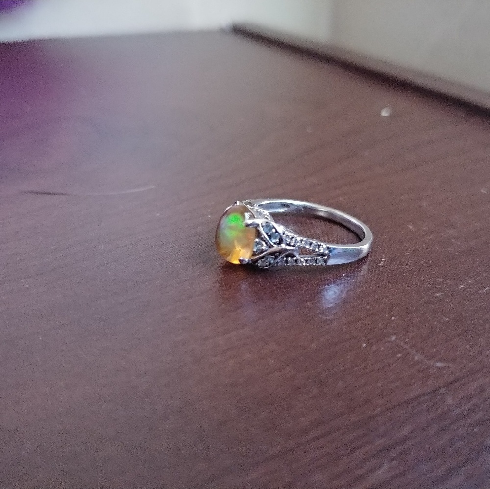 Natural Opal Engagement Ring - Picture 2 of 4
